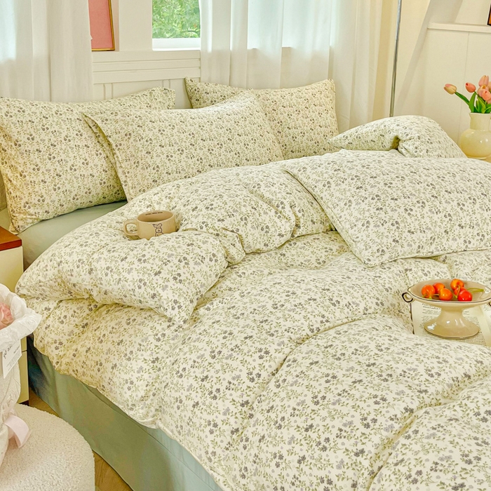 91家纺网 家纺一手货源 找家纺 斯卡诺家纺 2026爆款古法水洗仿棉四件套韩国小布袋五件套（高克重斜纹加厚） 兰亭序