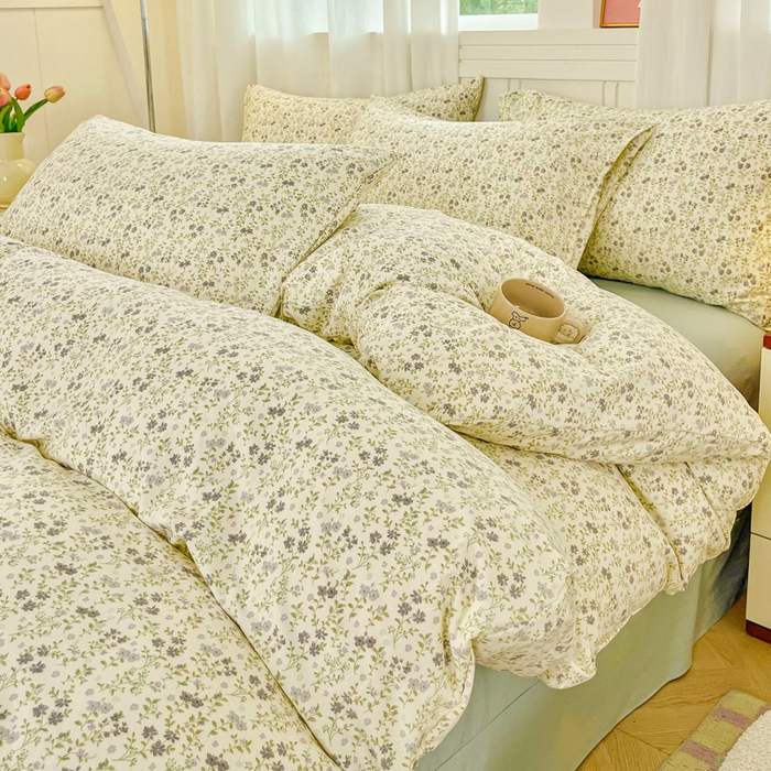 91家纺网 家纺一手货源 找家纺 斯卡诺家纺 2026爆款古法水洗仿棉四件套韩国小布袋五件套（高克重斜纹加厚） 兰亭序