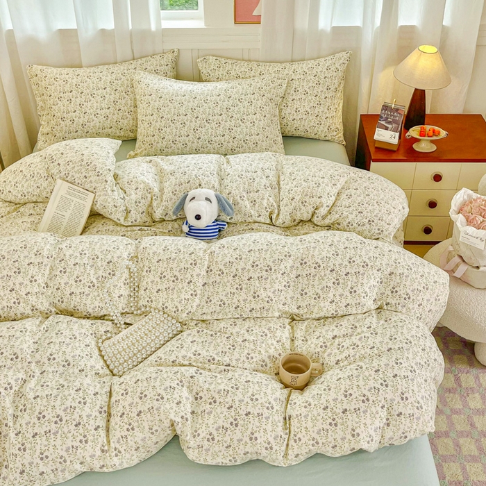 91家纺网 家纺一手货源 找家纺 斯卡诺家纺 2026爆款古法水洗仿棉四件套韩国小布袋五件套（高克重斜纹加厚） 兰亭序