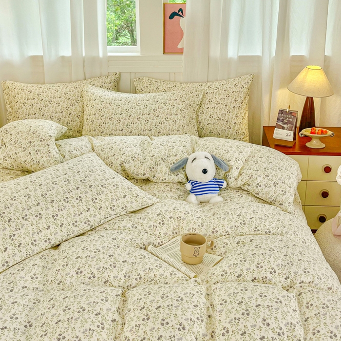 91家纺网 家纺一手货源 找家纺 斯卡诺家纺 2026爆款古法水洗仿棉四件套韩国小布袋五件套（高克重斜纹加厚） 兰亭序