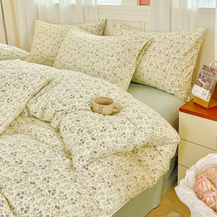 91家纺网 家纺一手货源 找家纺 斯卡诺家纺 2026爆款古法水洗仿棉四件套韩国小布袋五件套（高克重斜纹加厚） 兰亭序