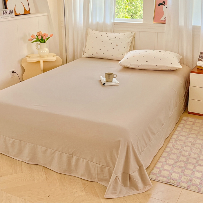 91家纺网 家纺一手货源 找家纺 斯卡诺家纺 2026爆款古法水洗仿棉四件套韩国小布袋五件套（高克重斜纹加厚） 甜美樱桃