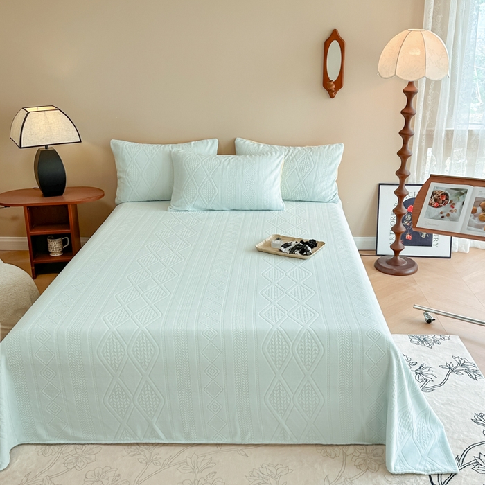 91家纺网 家纺一手货源 找家纺 眠博士 2025新款雕花加厚牛奶绒单品床单 床单单件-卡洛 单品床单-卡洛蓝