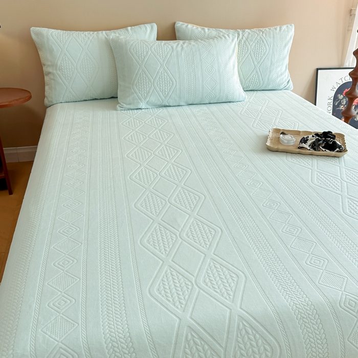 91家纺网 家纺一手货源 找家纺 眠博士 2025新款雕花加厚牛奶绒单品床单 床单单件-卡洛 单品床单-卡洛蓝