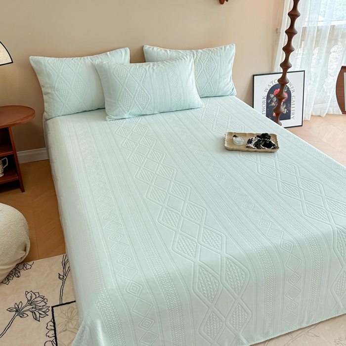 91家纺网 家纺一手货源 找家纺 眠博士 2025新款雕花加厚牛奶绒单品床单 床单单件-卡洛 单品床单-卡洛蓝