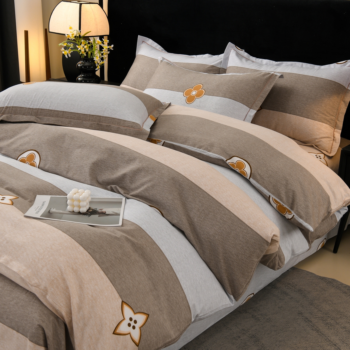 91家纺网 家纺一手货源 找家纺 润淳家居 2025新款百分百全棉磨毛四件套 巴克曼