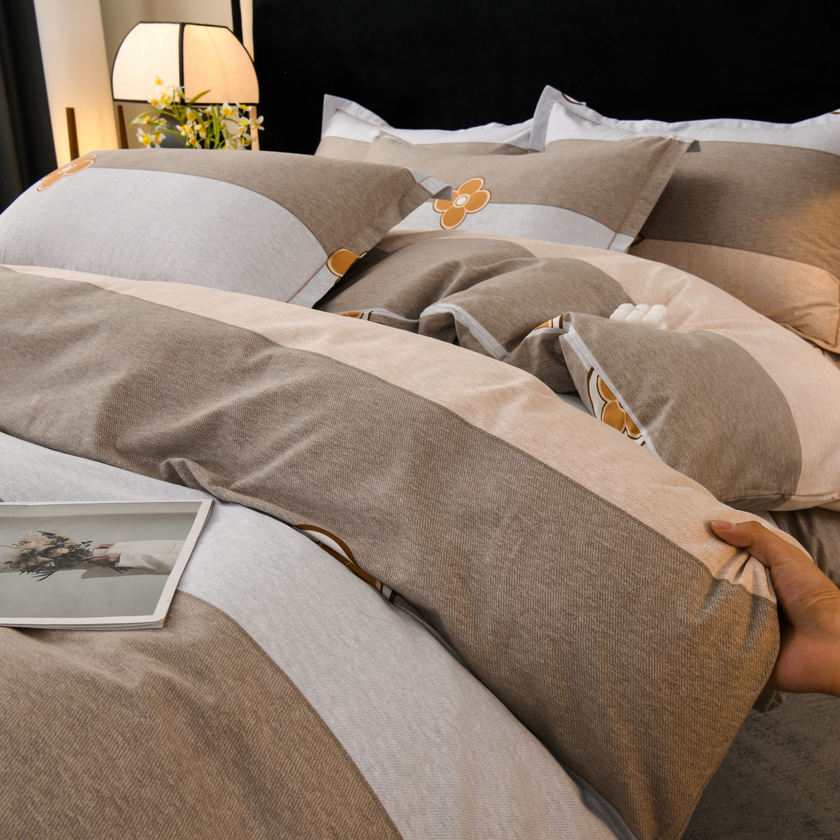 91家纺网 家纺一手货源 找家纺 润淳家居 2025新款百分百全棉磨毛四件套 巴克曼