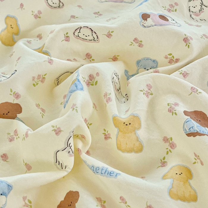 91家纺网 家纺一手货源 找家纺 斯卡诺家纺 2026爆款古法水洗仿棉四件套韩国小布袋五件套（高克重斜纹加厚） 西高地