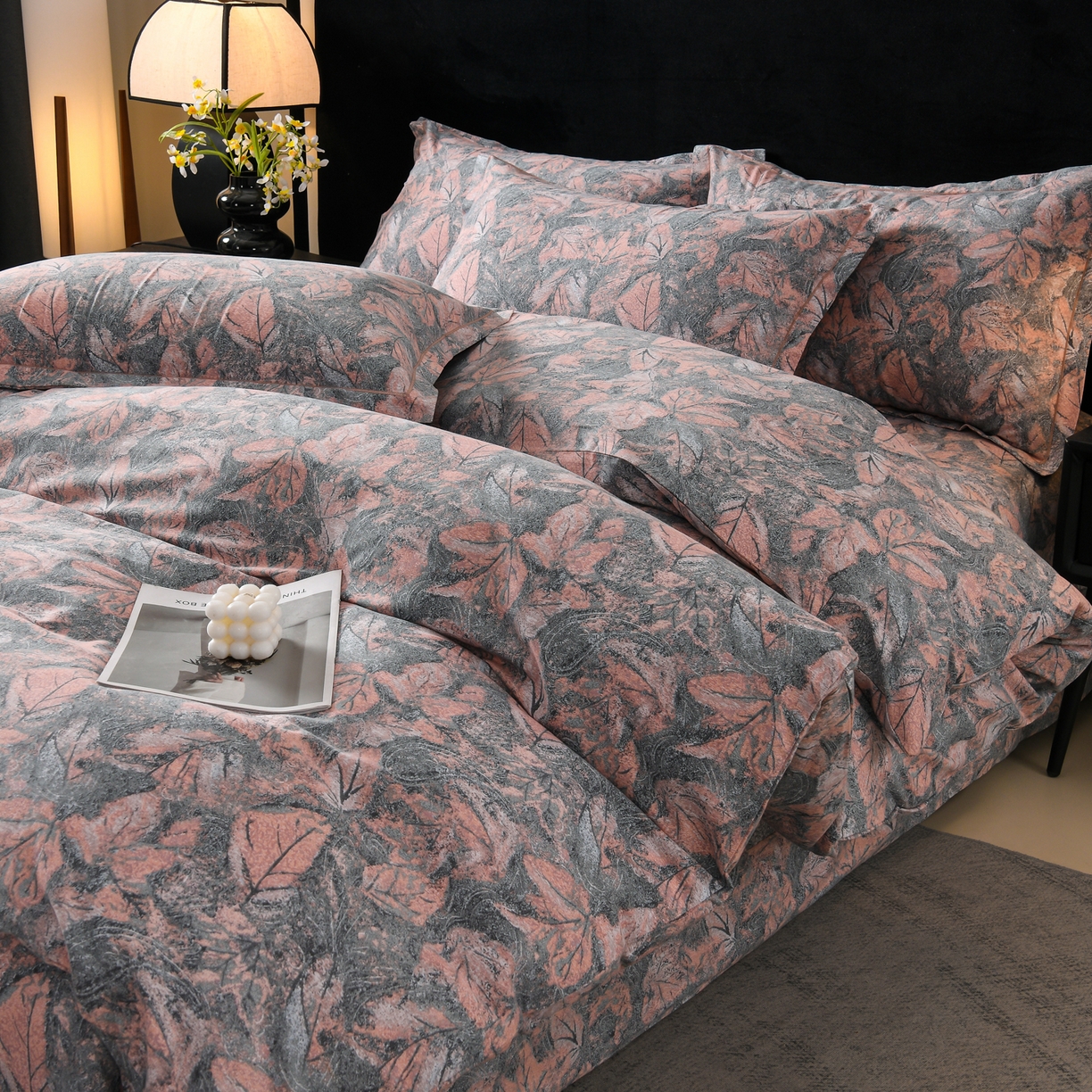 91家纺网 家纺一手货源 找家纺 润淳家居 2025新款百分百全棉磨毛四件套 巴黎春天 粉