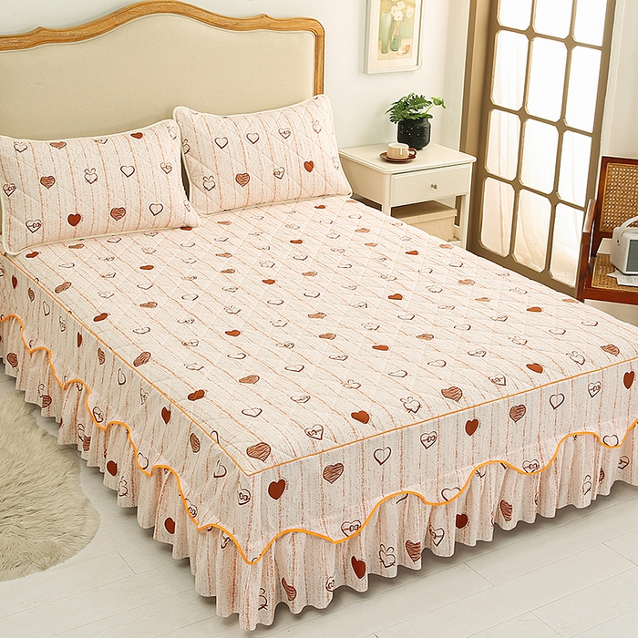 91家纺网 家纺一手货源 找家纺 （总）笠裙家纺 2025新款磨毛夹棉S边单件三件套韩版防滑床裙单床裙床裙单件