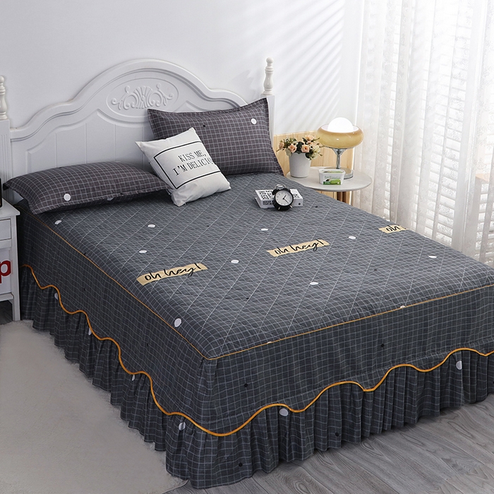 91家纺网 家纺一手货源 找家纺 （总）笠裙家纺 2025新款磨毛夹棉S边单件三件套韩版防滑床裙单床裙床裙单件