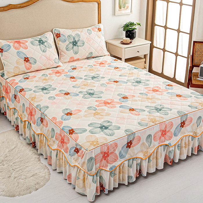 91家纺网 家纺一手货源 找家纺 （总）笠裙家纺 2025新款磨毛夹棉S边单件三件套韩版防滑床裙单床裙床裙单件