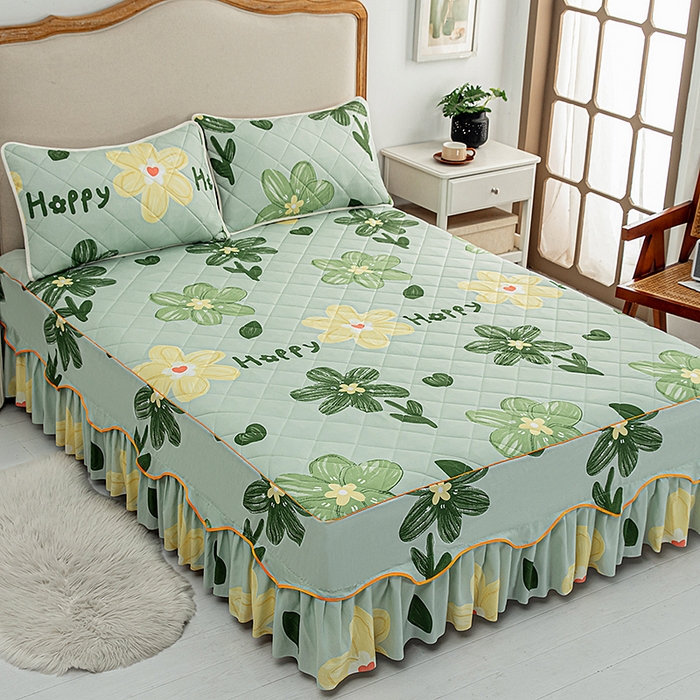 91家纺网 家纺一手货源 找家纺 （总）笠裙家纺 2025新款磨毛夹棉S边单件三件套韩版防滑床裙单床裙床裙单件