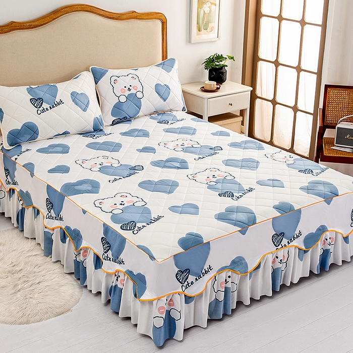 91家纺网 家纺一手货源 找家纺 （总）笠裙家纺 2025新款磨毛夹棉S边单件三件套韩版防滑床裙单床裙床裙单件