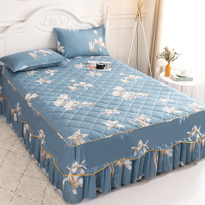 91家纺网 家纺一手货源 找家纺 （总）笠裙家纺 2025新款磨毛夹棉S边单件三件套韩版防滑床裙单床裙床裙单件