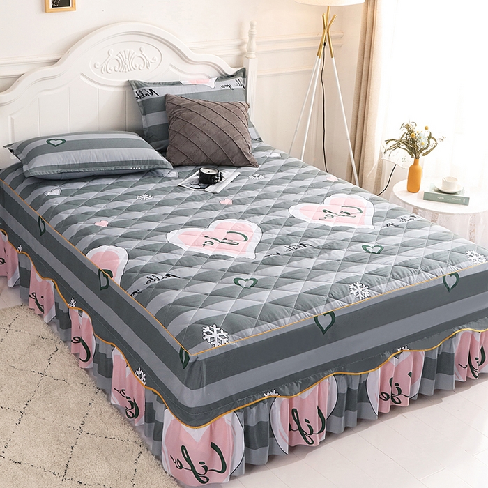 91家纺网 家纺一手货源 找家纺 （总）笠裙家纺 2025新款磨毛夹棉S边单件三件套韩版防滑床裙单床裙床裙单件