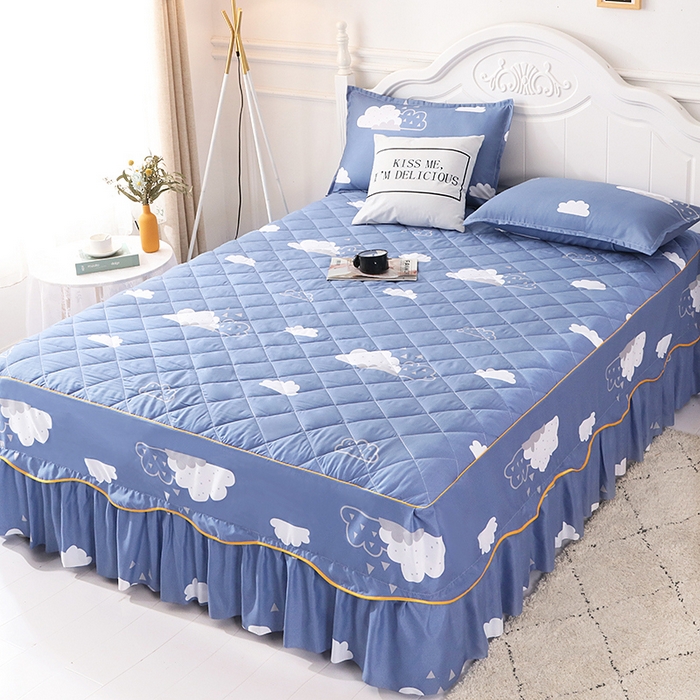 91家纺网 家纺一手货源 找家纺 （总）笠裙家纺 2025新款磨毛夹棉S边单件三件套韩版防滑床裙单床裙床裙单件