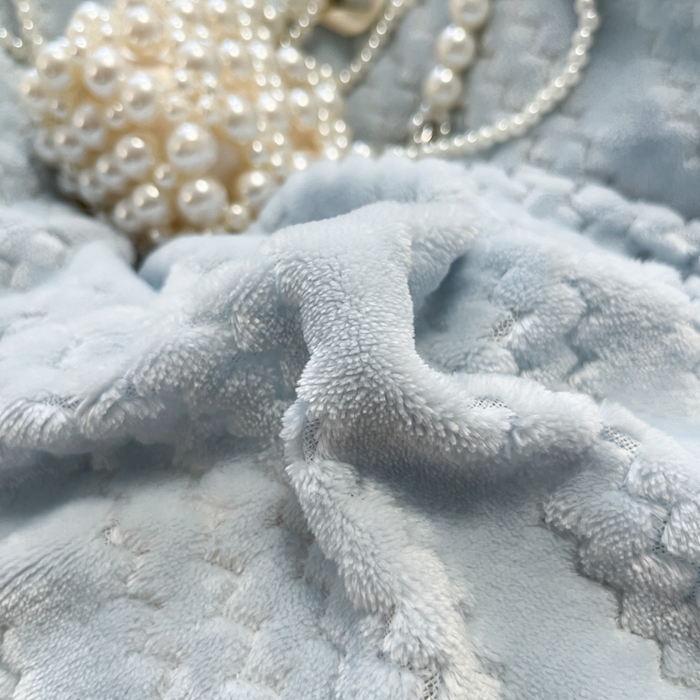 91家纺网 家纺一手货源 找家纺 酱子 2025新款成品提花包边牛奶绒四件套 提花-蓝灰