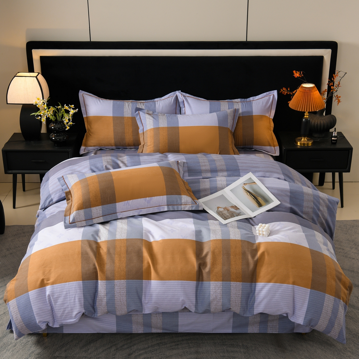 91家纺网 家纺一手货源 找家纺 润淳家居 2025新款百分百全棉磨毛四件套 布鲁克林 灰