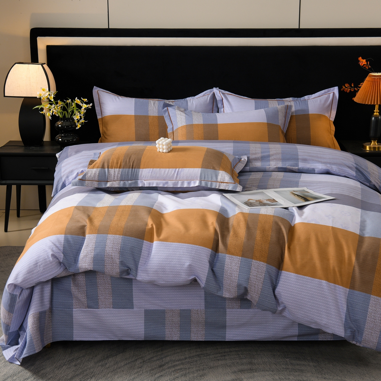 91家纺网 家纺一手货源 找家纺 润淳家居 2025新款百分百全棉磨毛四件套 布鲁克林 灰