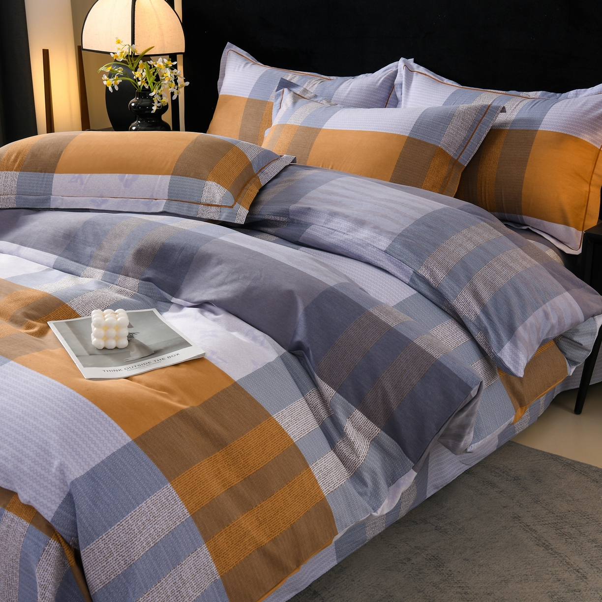 91家纺网 家纺一手货源 找家纺 润淳家居 2025新款百分百全棉磨毛四件套 布鲁克林 灰