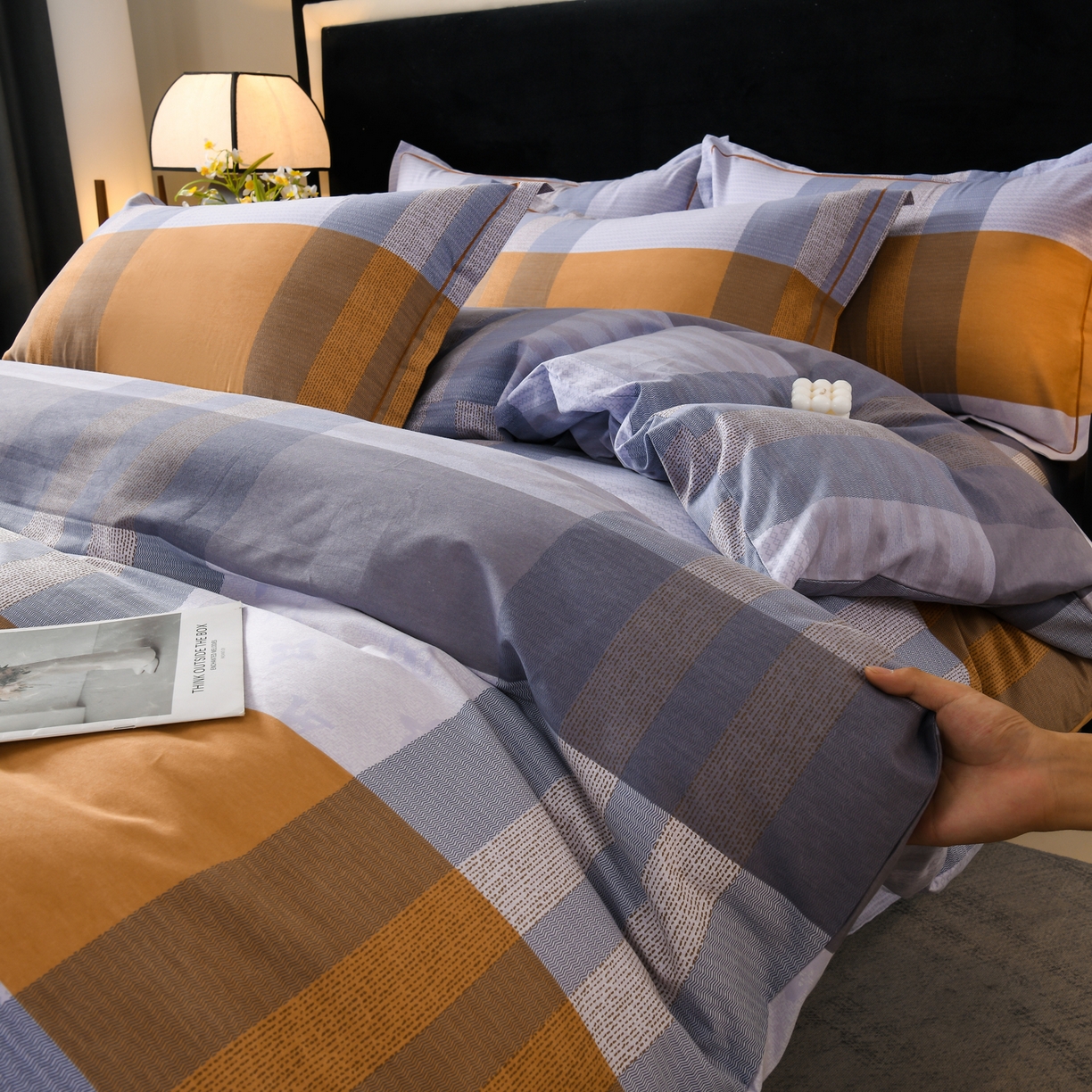 91家纺网 家纺一手货源 找家纺 润淳家居 2025新款百分百全棉磨毛四件套 布鲁克林 灰