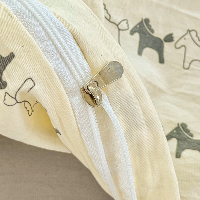 91家纺网 家纺一手货源 找家纺 斯卡诺家纺 2026爆款古法水洗仿棉四件套韩国小布袋五件套（高克重斜纹加厚） 小木马