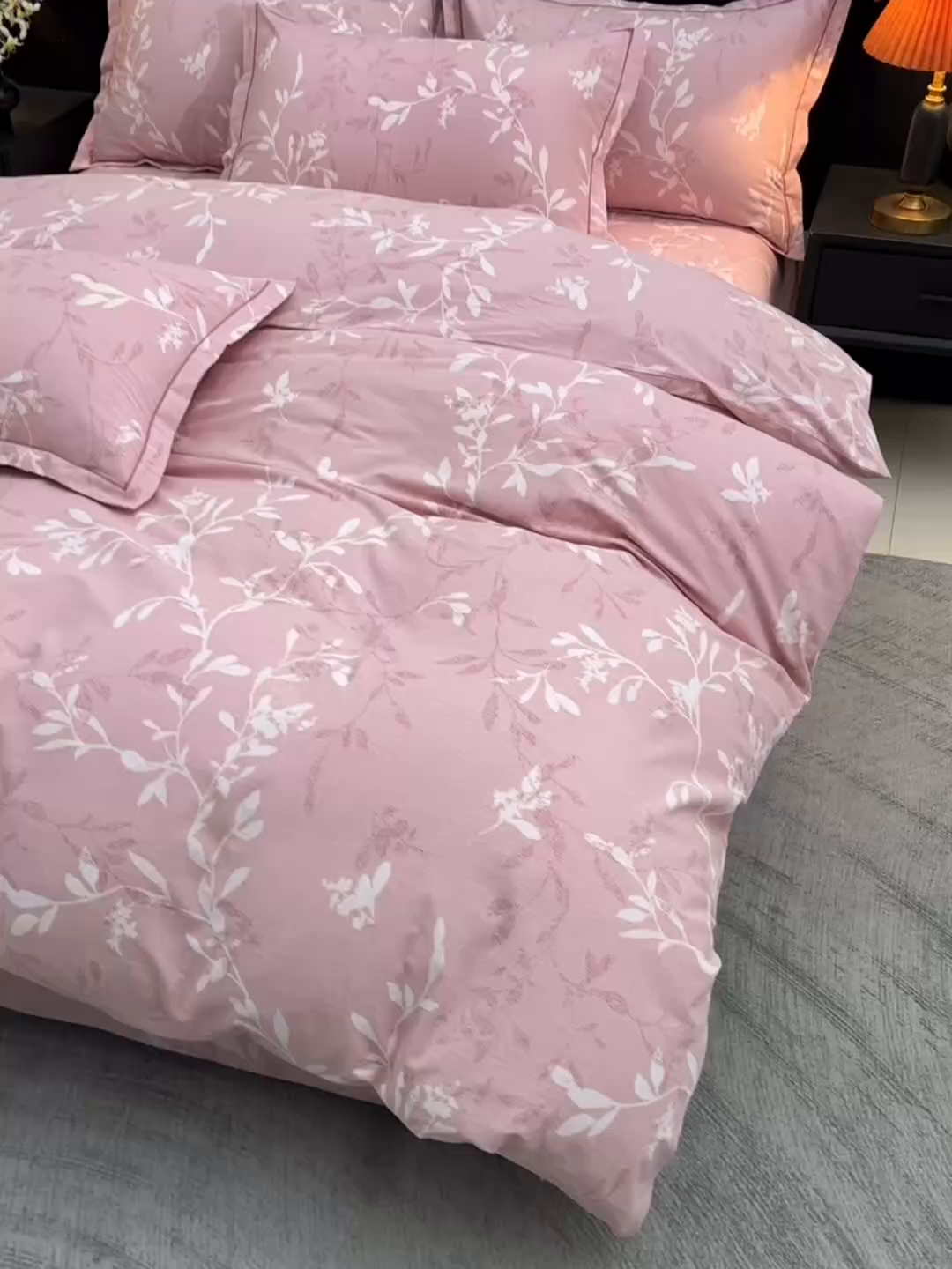 91家纺网 家纺一手货源 找家纺 润淳家居 2025新款百分百全棉磨毛四件套 春和景明 粉