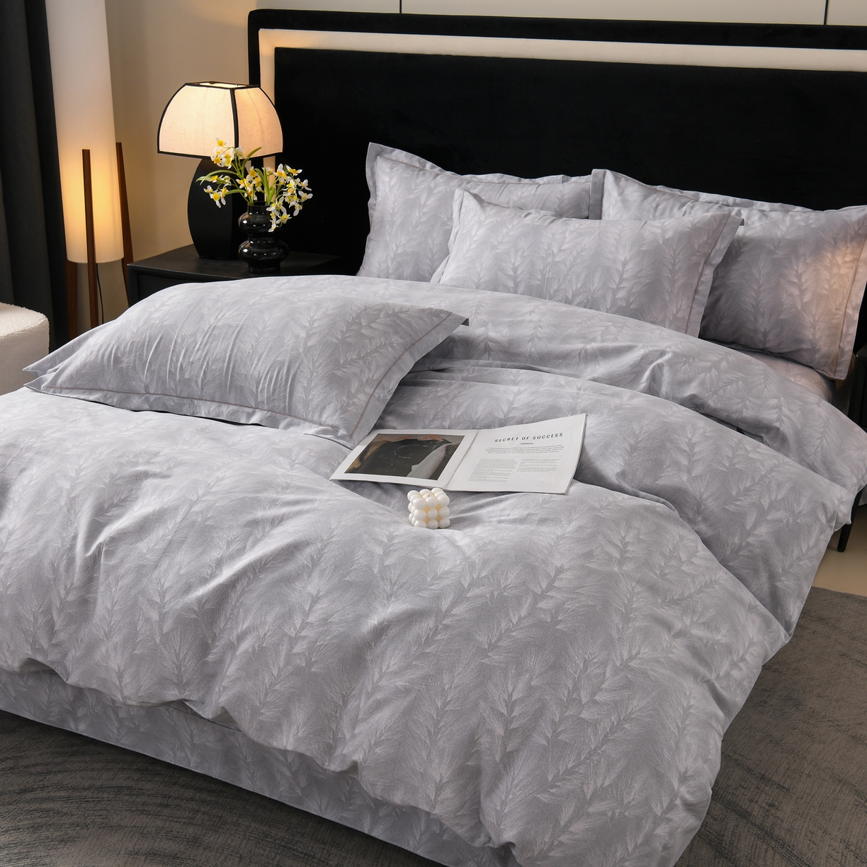 润淳家居 2025新款百分百全棉磨毛四件套 丰收季节 灰