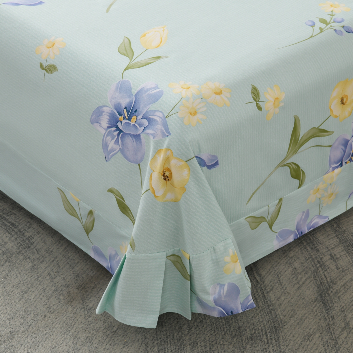 91家纺网 家纺一手货源 找家纺 润淳家居 2025新款百分百全棉磨毛四件套 后庭花 绿