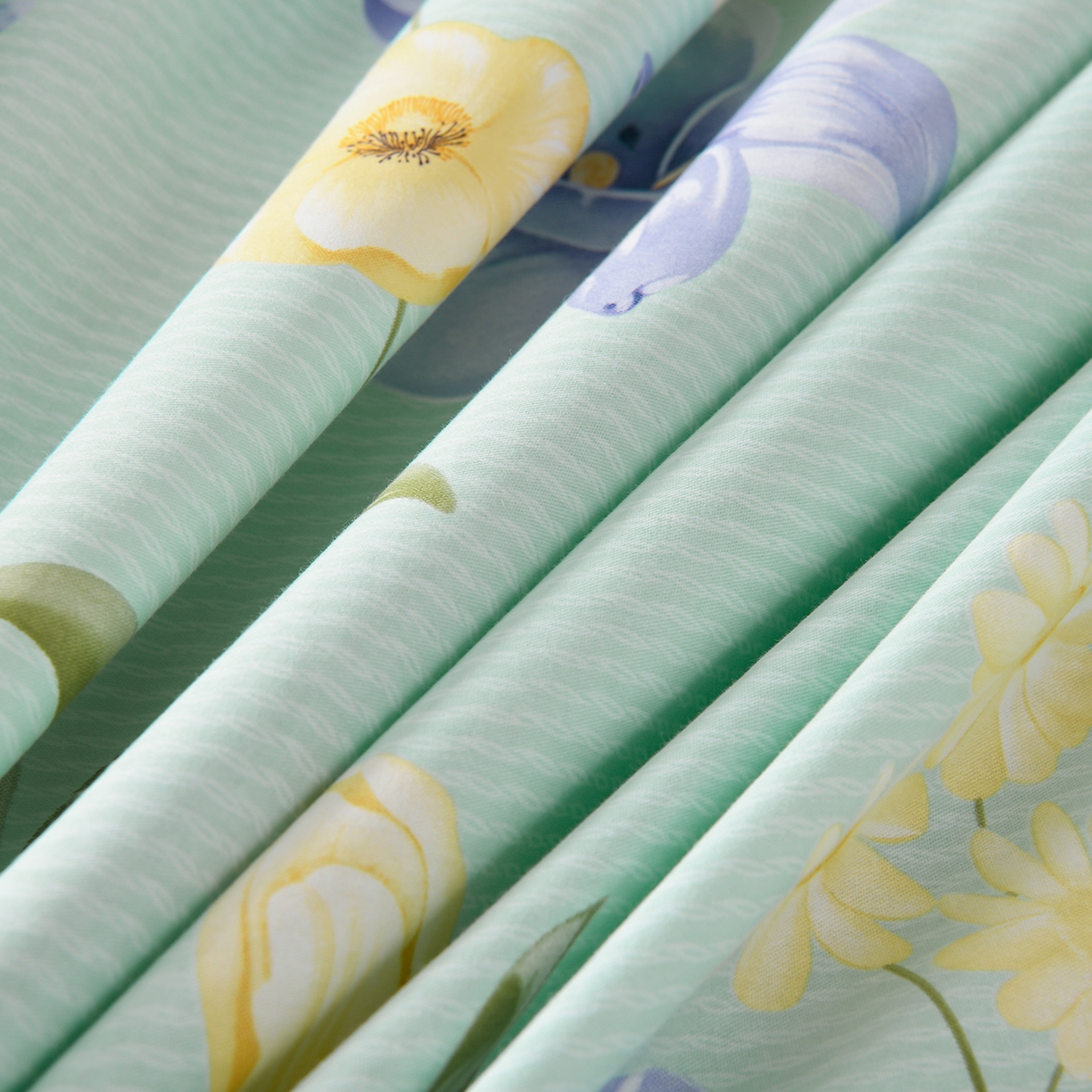 91家纺网 家纺一手货源 找家纺 润淳家居 2025新款百分百全棉磨毛四件套 后庭花 绿