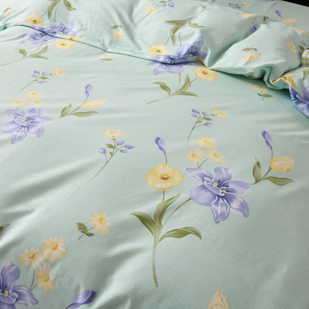 91家纺网 家纺一手货源 找家纺 润淳家居 2025新款百分百全棉磨毛四件套 后庭花 绿