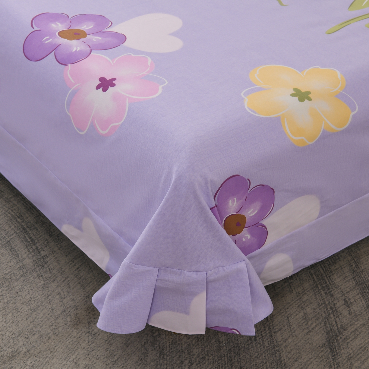 91家纺网 家纺一手货源 找家纺 润淳家居 2025新款百分百全棉磨毛四件套 花田与夏 彐