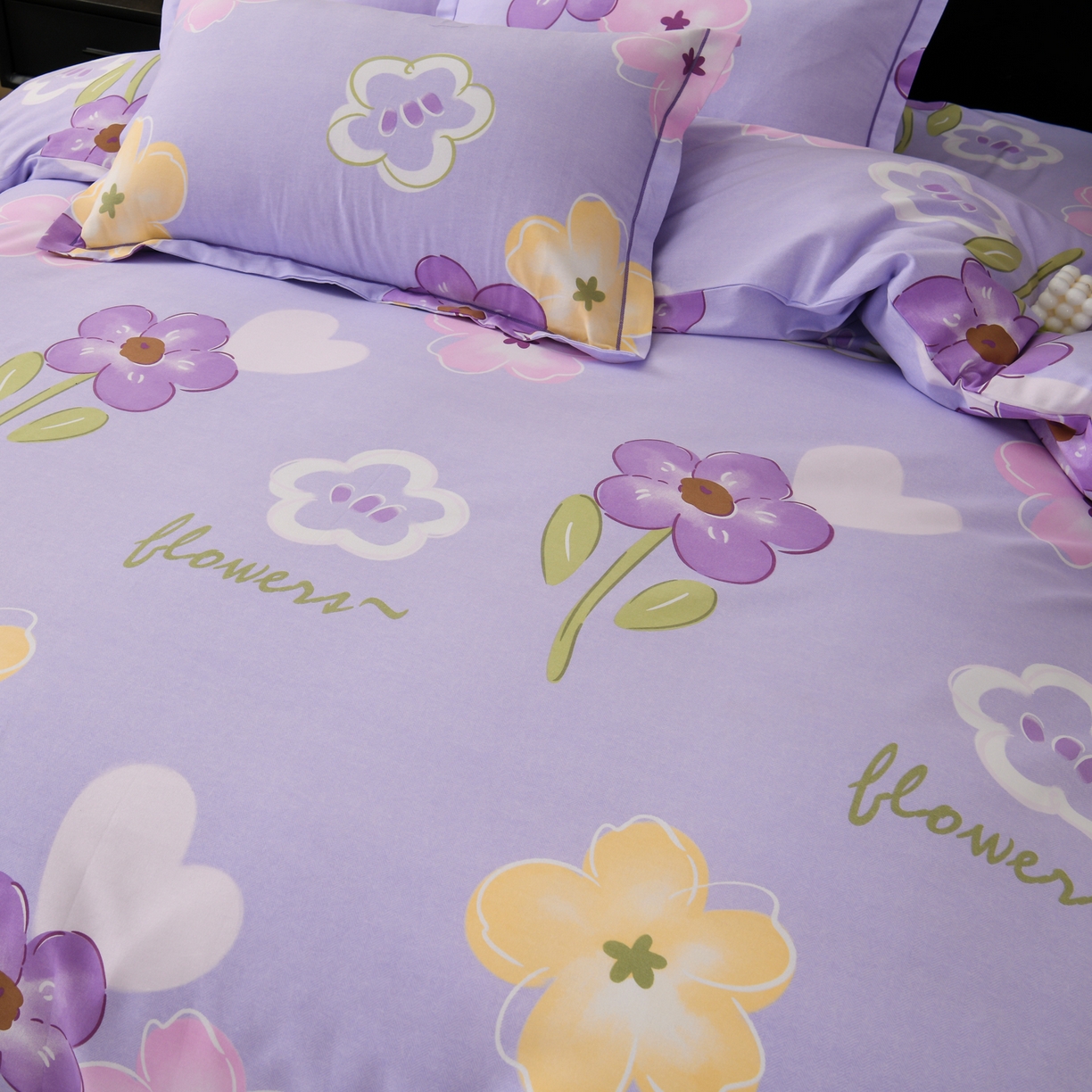 91家纺网 家纺一手货源 找家纺 润淳家居 2025新款百分百全棉磨毛四件套 花田与夏 彐