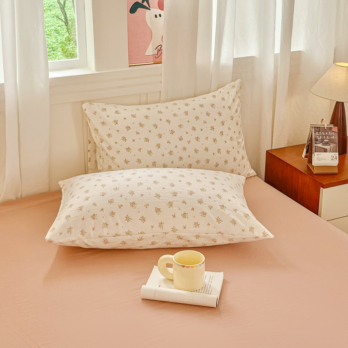 91家纺网 家纺一手货源 找家纺 斯卡诺家纺 2026爆款古法水洗仿棉四件套韩国小布袋五件套（高克重斜纹加厚） 小晴天