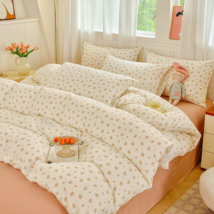 91家纺网 家纺一手货源 找家纺 斯卡诺家纺 2026爆款古法水洗仿棉四件套韩国小布袋五件套（高克重斜纹加厚） 小晴天