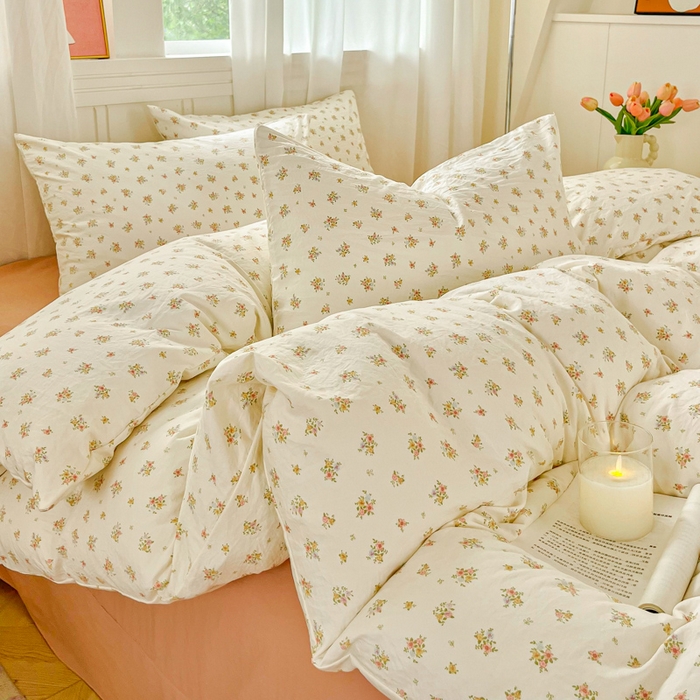 91家纺网 家纺一手货源 找家纺 斯卡诺家纺 2026爆款古法水洗仿棉四件套韩国小布袋五件套（高克重斜纹加厚） 小晴天