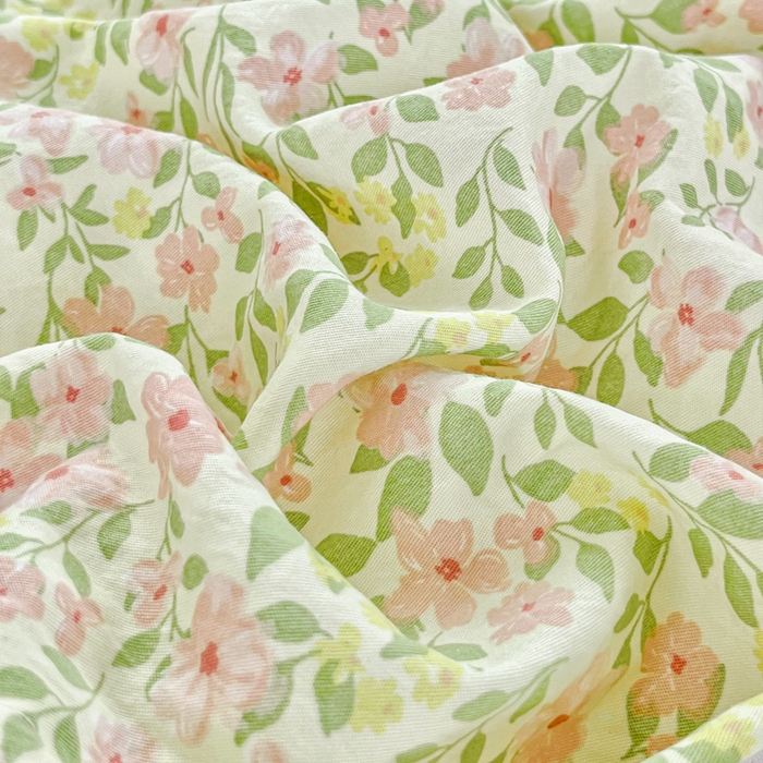 91家纺网 家纺一手货源 找家纺 斯卡诺家纺 2026爆款古法水洗仿棉四件套韩国小布袋五件套（高克重斜纹加厚） 悠悠花海