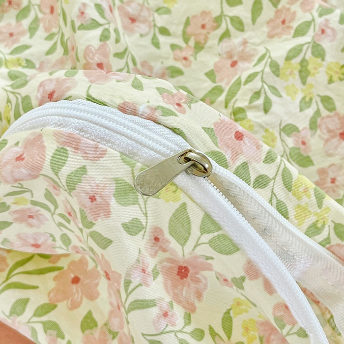 91家纺网 家纺一手货源 找家纺 斯卡诺家纺 2026爆款古法水洗仿棉四件套韩国小布袋五件套（高克重斜纹加厚） 悠悠花海