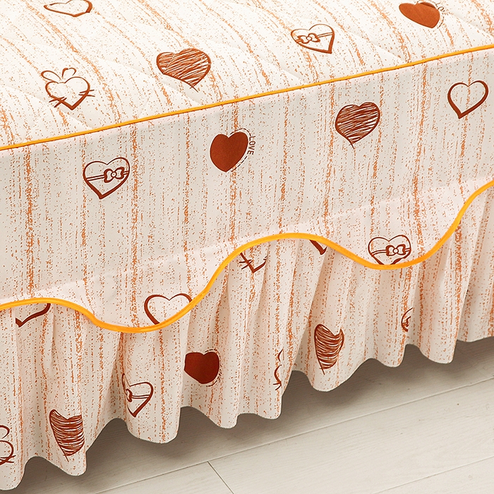 91家纺网 家纺一手货源 找家纺 笠裙家纺 2025新款磨毛夹棉S边单件三件套韩版防滑床裙单床裙床裙单件 爱心蝴蝶结