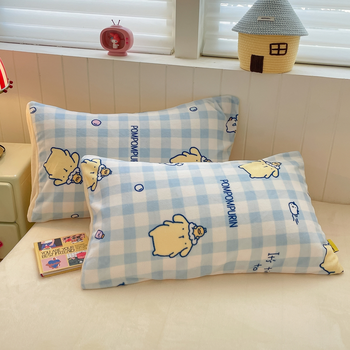 91家纺网 家纺一手货源 找家纺 金爱家 2025新款A类正版三丽鸥授权卡通加厚高克重牛奶绒系列四件套 绒三丽鸥-清新布丁狗