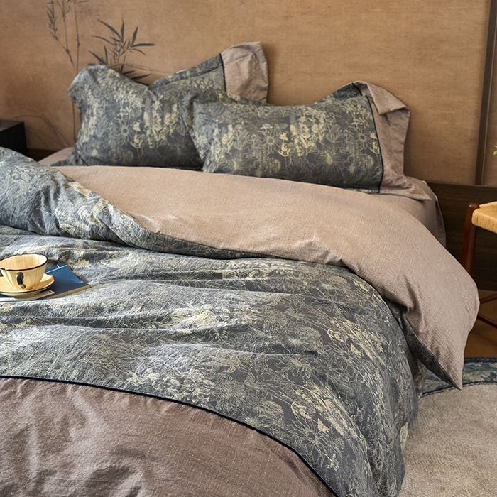 91家纺网 家纺一手货源 找家纺 悦织湾家纺 2025新款复古原麻四件套天然质朴舒适透气轻奢中式床单床笠款床上用品四件套 复古原麻-铜雀