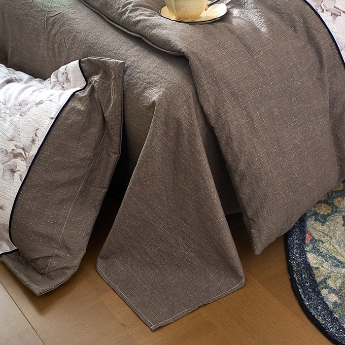 91家纺网 家纺一手货源 找家纺 悦织湾家纺 2025新款复古原麻四件套天然质朴舒适透气轻奢中式床单床笠款床上用品四件套 复古原麻-漫枝