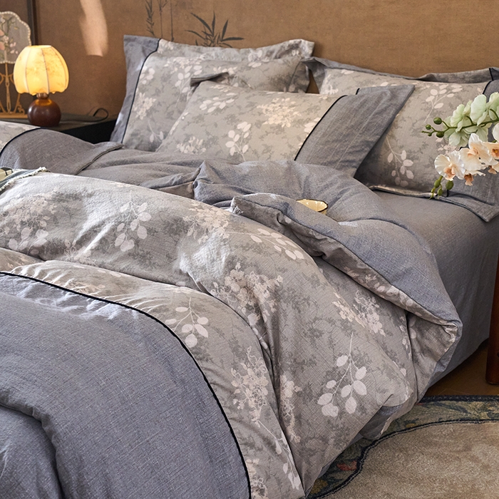 91家纺网 家纺一手货源 找家纺 （总）悦织湾家纺 2025新款复古原麻四件套天然质朴舒适透气轻奢中式床单床笠款床上用品四件套