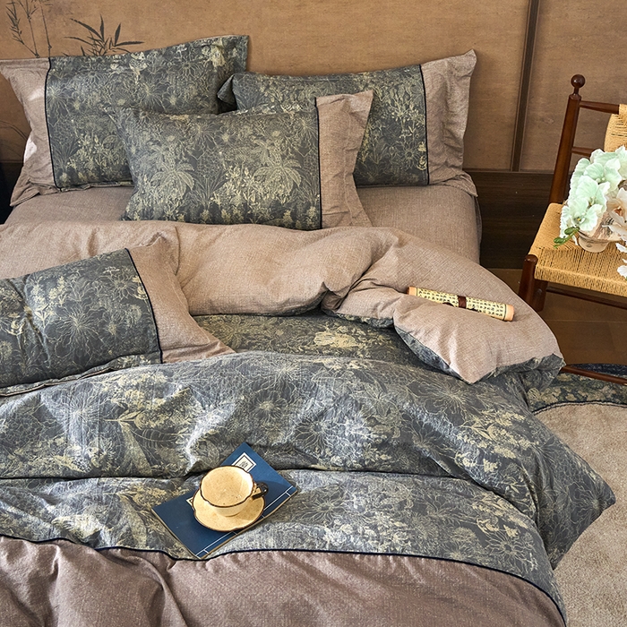 91家纺网 家纺一手货源 找家纺 悦织湾家纺 2025新款复古原麻四件套天然质朴舒适透气轻奢中式床单床笠款床上用品四件套 复古原麻-铜雀