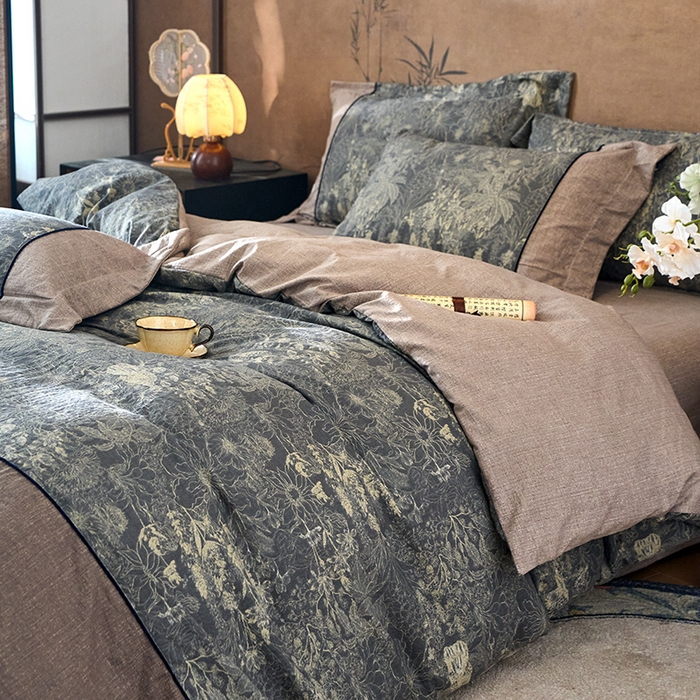 91家纺网 家纺一手货源 找家纺 悦织湾家纺 2025新款复古原麻四件套天然质朴舒适透气轻奢中式床单床笠款床上用品四件套 复古原麻-铜雀