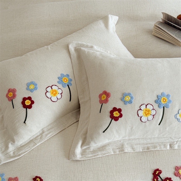 91家纺网 家纺一手货源 找家纺 （总）绒棉世家 2025新款20%亚麻80%棉双层棉麻刺绣四件套