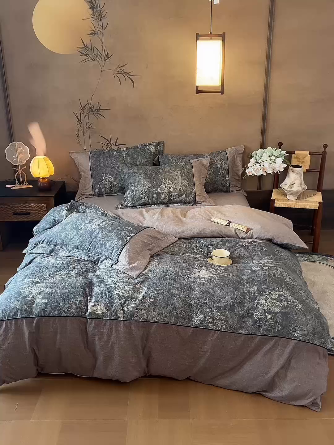 91家纺网 家纺一手货源 找家纺 悦织湾家纺 2025新款复古原麻四件套天然质朴舒适透气轻奢中式床单床笠款床上用品四件套 复古原麻-铜雀