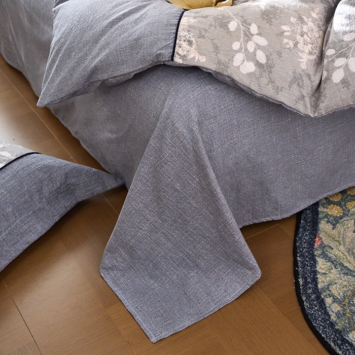 91家纺网 家纺一手货源 找家纺 悦织湾家纺 2025新款复古原麻四件套天然质朴舒适透气轻奢中式床单床笠款床上用品四件套 复古原麻-淡紫微光