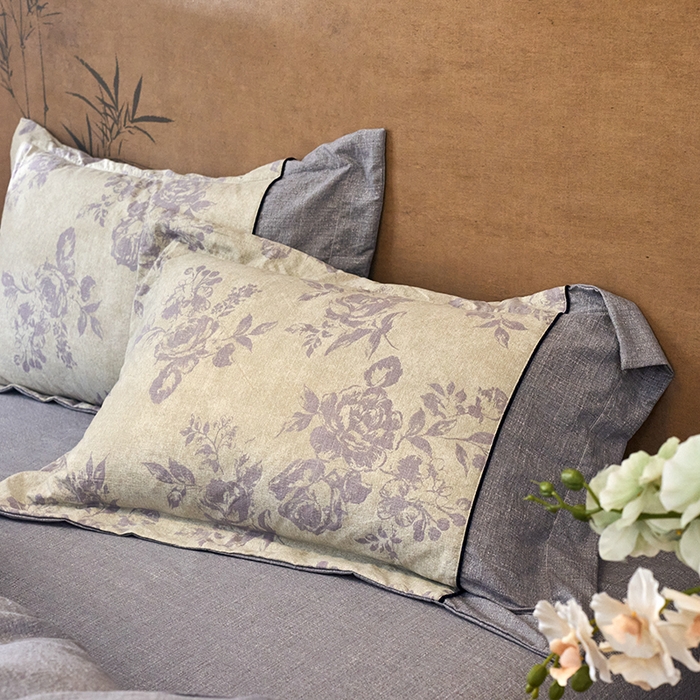 91家纺网 家纺一手货源 找家纺 悦织湾家纺 2025新款复古原麻四件套天然质朴舒适透气轻奢中式床单床笠款床上用品四件套 复古原麻-紫嫣